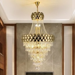 Lámpara colgante de cristal galvanizado dorado dúplex de lujo decorativa de 80 cm