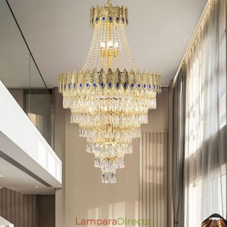 Lámpara colgante de cristal, sofisticada y lujosa, de 80 cm. Lámpara colgante de cristal, sofisticada y lujosa, de 80 cm.