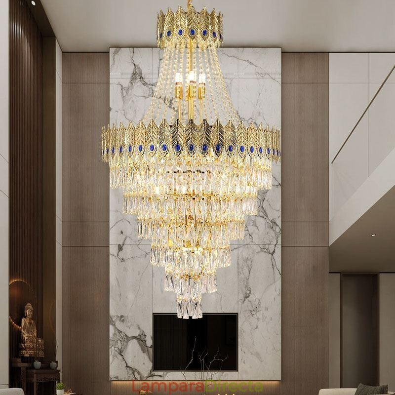 Lámpara colgante de cristal, sofisticada y lujosa, de 80 cm.