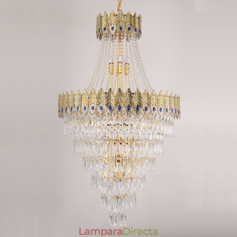 Lámpara colgante de cristal, sofisticada y lujosa, de 80 cm.