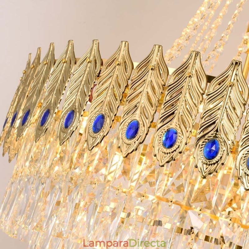 Lámpara colgante de cristal, sofisticada y lujosa, de 80 cm.
