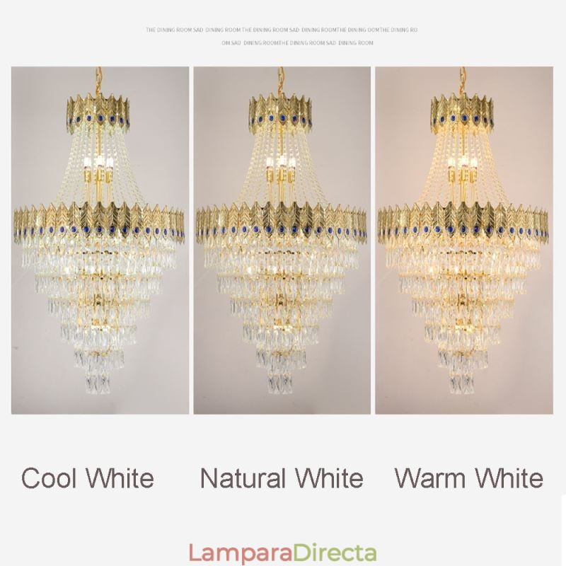 Lámpara colgante de cristal, sofisticada y lujosa, de 80 cm.