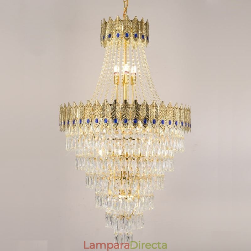 Lámpara colgante de cristal, sofisticada y lujosa, de 80 cm.