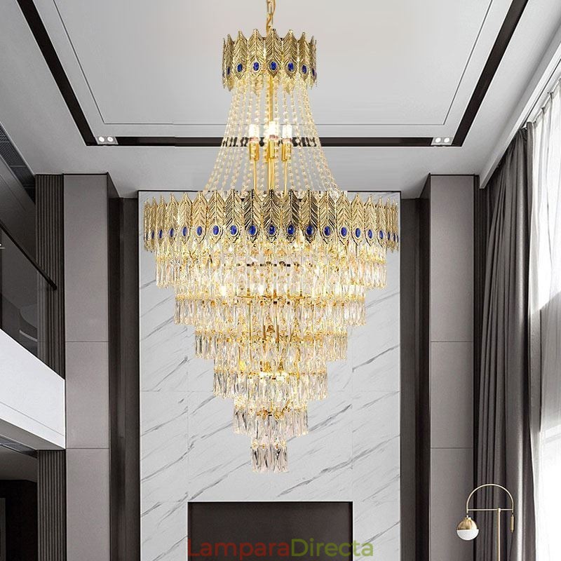 Lámpara colgante de cristal, sofisticada y lujosa, de 80 cm.