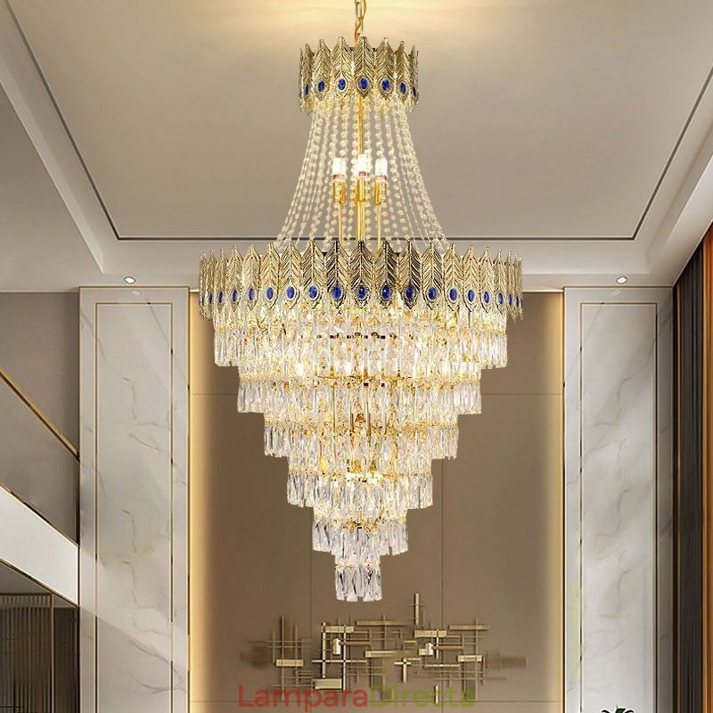 Lámpara colgante de cristal, sofisticada y lujosa, de 80 cm.