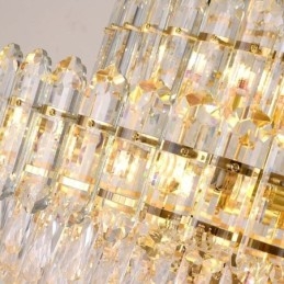 Lámpara colgante de cristal de cuatro capas, lámpara de techo decorativa de lujo de 80 cm