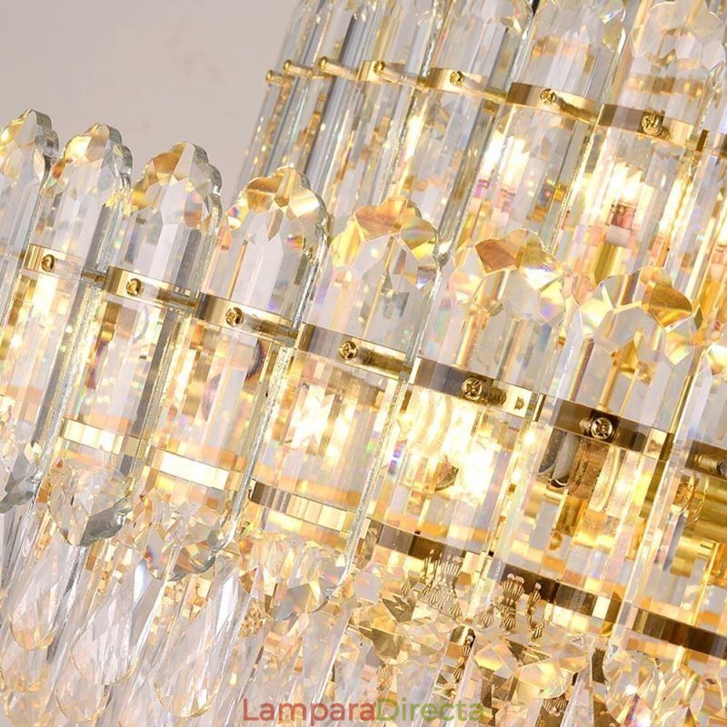 Lámpara colgante de cristal de cuatro capas, lámpara de techo decorativa de lujo de 80 cm
