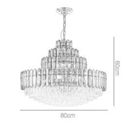 Lámpara colgante de cristal de cuatro capas, lámpara de techo decorativa de lujo de 80 cm