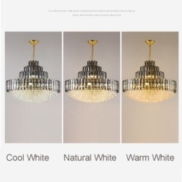 Lámpara colgante de cristal de cuatro capas, lámpara de techo decorativa de lujo de 80 cm