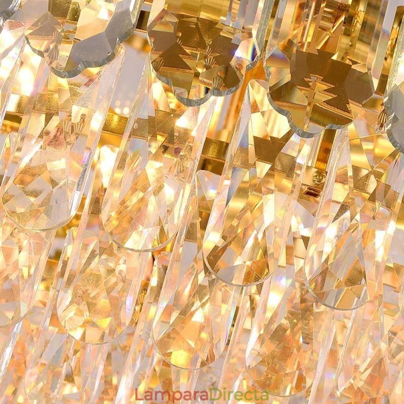 Lámpara colgante de cristal de cuatro capas, lámpara de techo decorativa de lujo de 80 cm