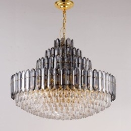 Lámpara colgante de cristal de cuatro capas, lámpara de techo decorativa de lujo de 80 cm