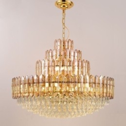 Lámpara colgante de cristal de cuatro capas, lámpara de techo decorativa de lujo de 80 cm