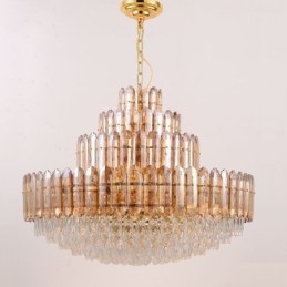 Lámpara colgante de cristal de cuatro capas, lámpara de techo decorativa de lujo de 80 cm