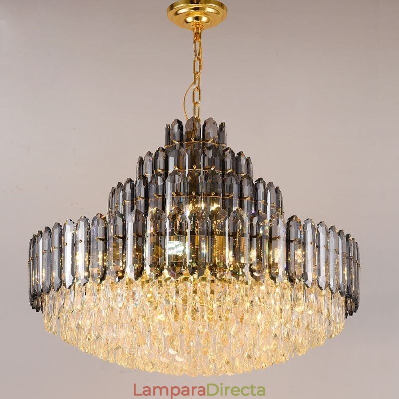 Lámpara colgante de cristal de cuatro capas, lámpara de techo decorativa de lujo de 80 cm