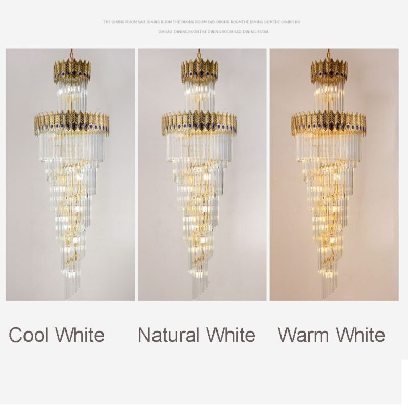 Lámpara colgante de cristal dorado con pantalla de cola de fénix dorada galvanizada, luz de techo
