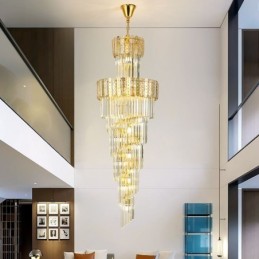 Lámpara colgante de cristal dorado, lujosa y decorativa, 60 x 180 cm de alto.