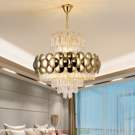 Lámpara colgante de cristal chapado en oro de lujo, lámpara de techo decorativa de 60 cm Lámpara colgante de cristal chapado en oro de lujo, lámpara de techo decorativa de 60 cm