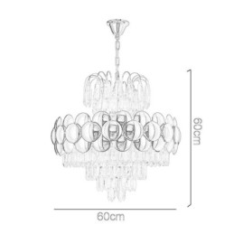 Lámpara colgante de cristal chapado en oro de lujo, lámpara de techo decorativa de 60 cm