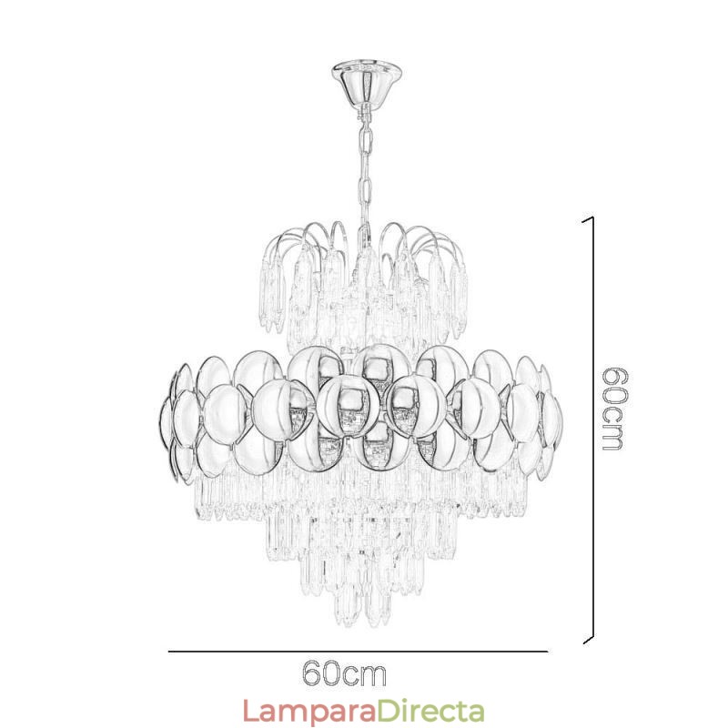 Lámpara colgante de cristal chapado en oro de lujo, lámpara de techo decorativa de 60 cm