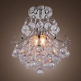 Lámpara de araña moderna contemporánea de cristal estilo mini de metal galvanizado con montaje empotrado