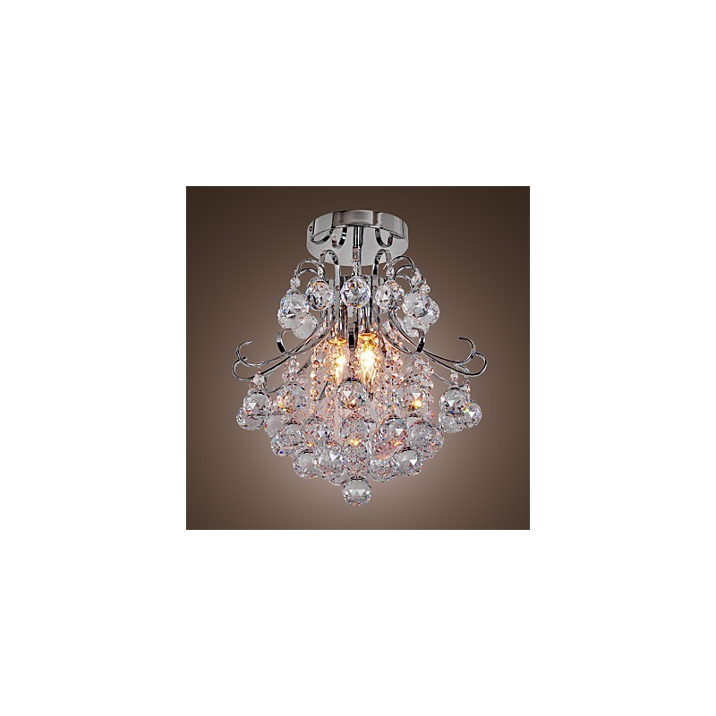 Lámpara de araña moderna contemporánea de cristal estilo mini de metal galvanizado con montaje empotrado