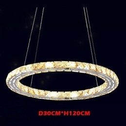Lámpara colgante de cristal, lámparas de iluminación modernas, cristal ámbar K9, anillo único redondo de 30 cm