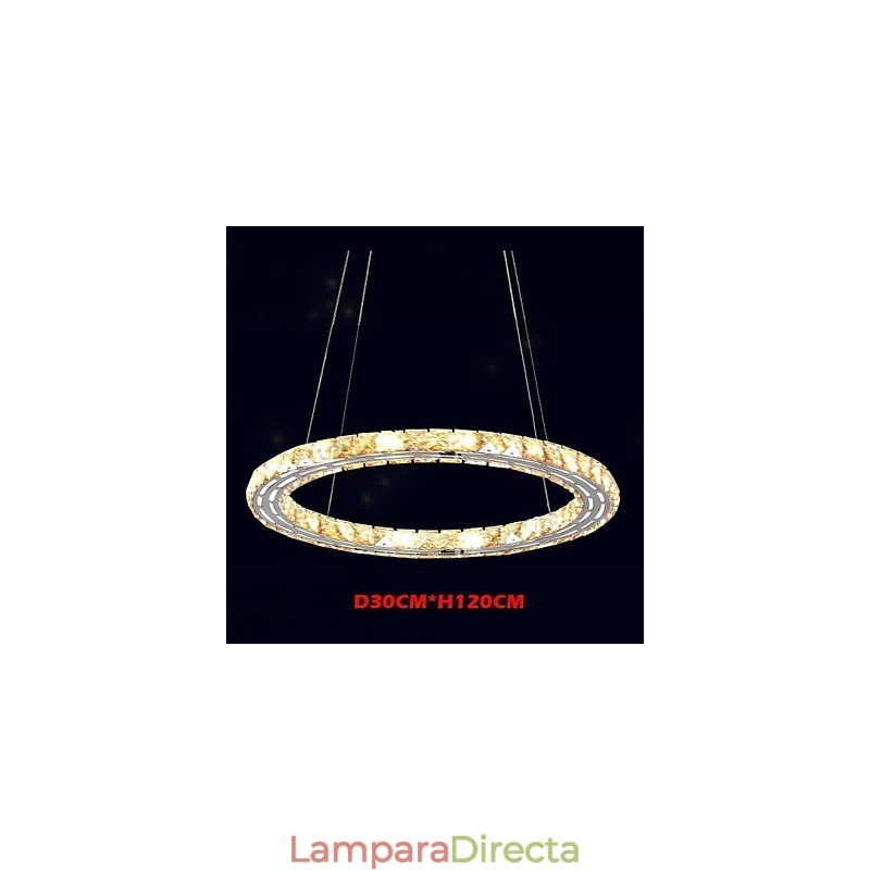 Lámpara colgante de cristal, lámparas de iluminación modernas, cristal ámbar K9, anillo único redondo de 30 cm