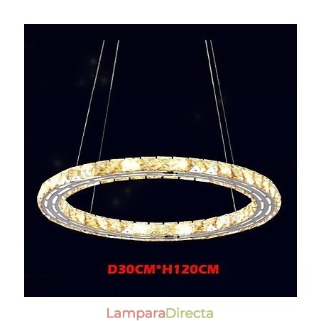 Lámpara colgante de cristal, lámparas de iluminación modernas, cristal ámbar K9, anillo único redondo de 30 cm Lámpara colgante de cristal, lámparas de iluminación modernas, cristal ámbar K9, anillo único redondo de 30 cm
