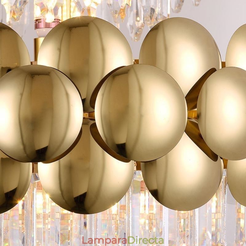 Lámpara colgante de cristal chapado en oro de lujo, lámpara de techo decorativa de 60 cm