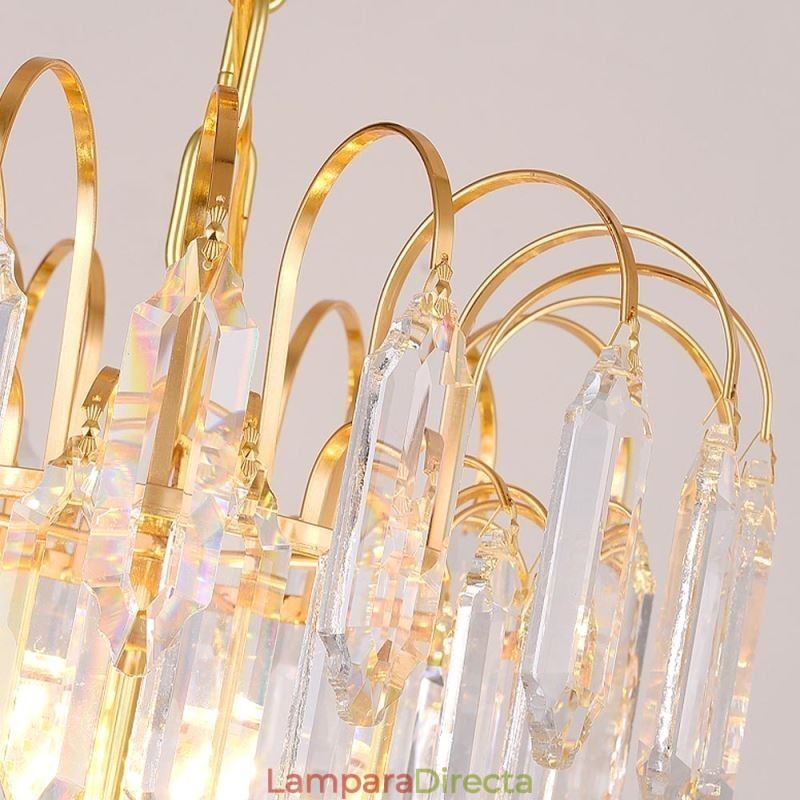 Lámpara colgante de cristal chapado en oro de lujo, lámpara de techo decorativa de 60 cm