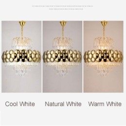 Lámpara colgante de cristal chapado en oro de lujo, lámpara de techo decorativa de 60 cm