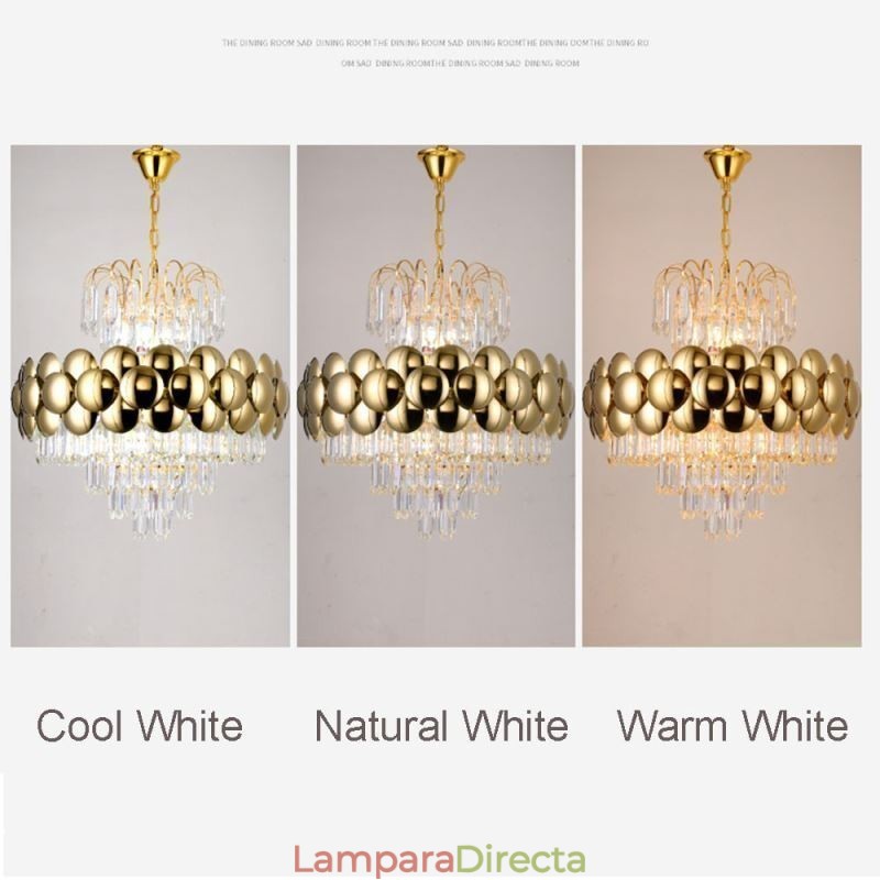 Lámpara colgante de cristal chapado en oro de lujo, lámpara de techo decorativa de 60 cm