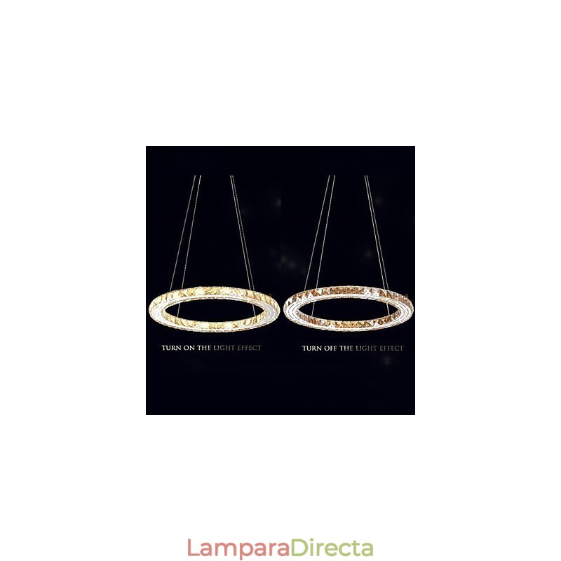 Lámpara colgante de cristal, lámparas de iluminación modernas, cristal ámbar K9, anillo único redondo de 30 cm