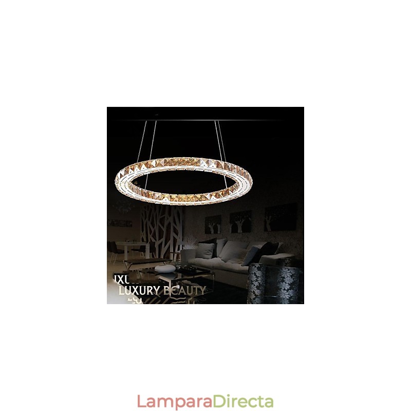 Lámpara colgante de cristal, lámparas de iluminación modernas, cristal ámbar K9, anillo único redondo de 30 cm