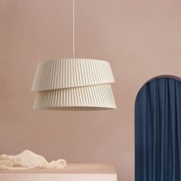 Lámpara colgante de techo estilo crema francés con pantalla de tela de doble capa