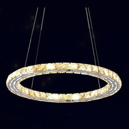 Lámpara colgante de cristal, lámparas de iluminación modernas, cristal ámbar K9, anillo único redondo de 30 cm
