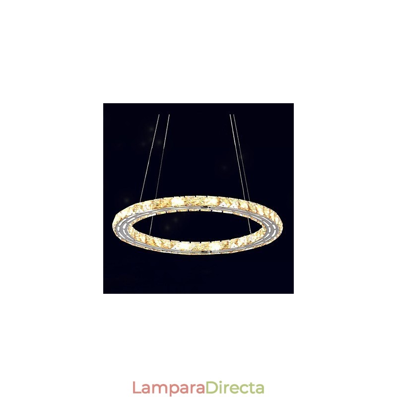 Lámpara colgante de cristal, lámparas de iluminación modernas, cristal ámbar K9, anillo único redondo de 30 cm
