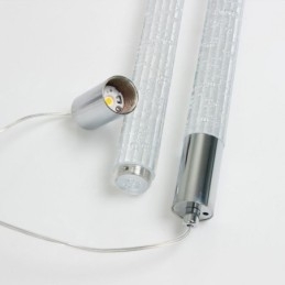 Lámpara colgante de techo con columna de cristal cromado