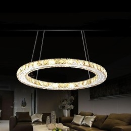 Lámpara colgante de cristal, lámparas de iluminación modernas, cristal ámbar K9, anillo único redondo de 30 cm