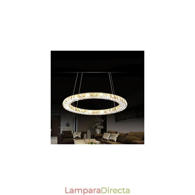 Lámpara colgante de cristal, lámparas de iluminación modernas, cristal ámbar K9, anillo único redondo de 30 cm