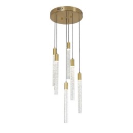 Lámpara colgante de techo con columna de cristal de cobre