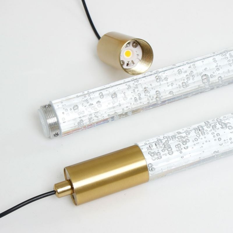 Lámpara colgante de techo con columna de cristal de cobre