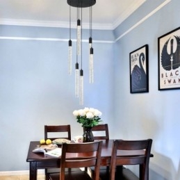 Lámpara colgante de cristal negro con forma de columna y luz de techo