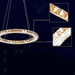 Lámpara colgante de cristal, lámparas de iluminación modernas, cristal ámbar K9, anillo único redondo de 30 cm