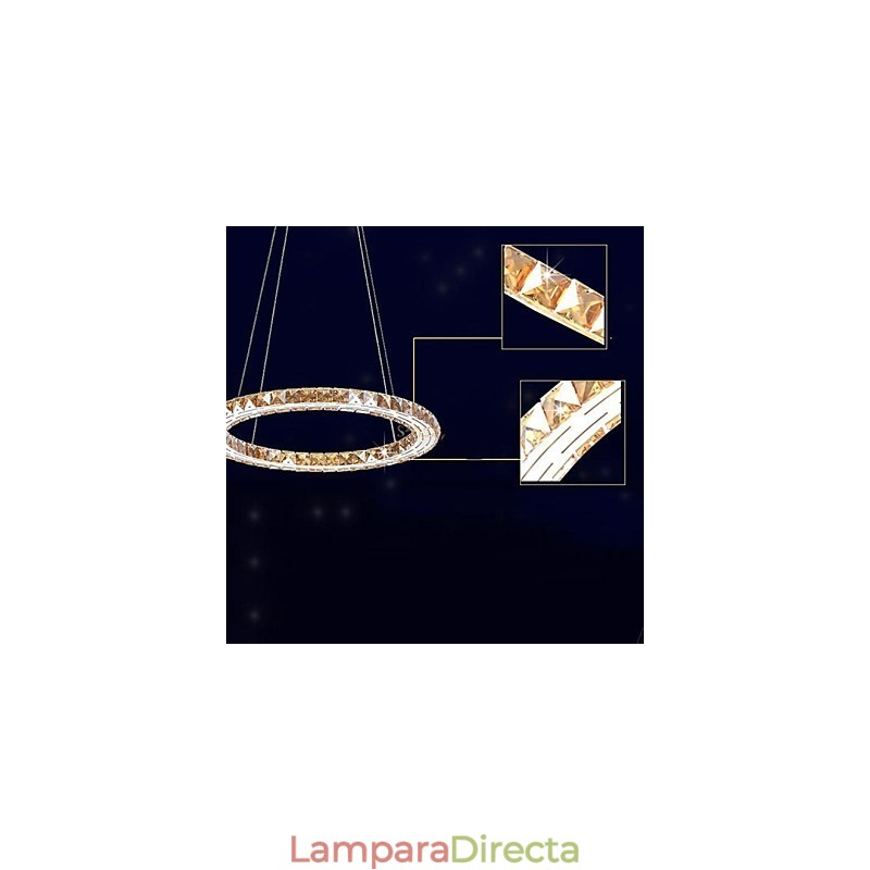 Lámpara colgante de cristal, lámparas de iluminación modernas, cristal ámbar K9, anillo único redondo de 30 cm
