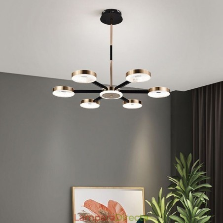 Lámpara colgante minimalista de siete cabezas con forma circular Lámpara colgante minimalista de siete cabezas con forma circular