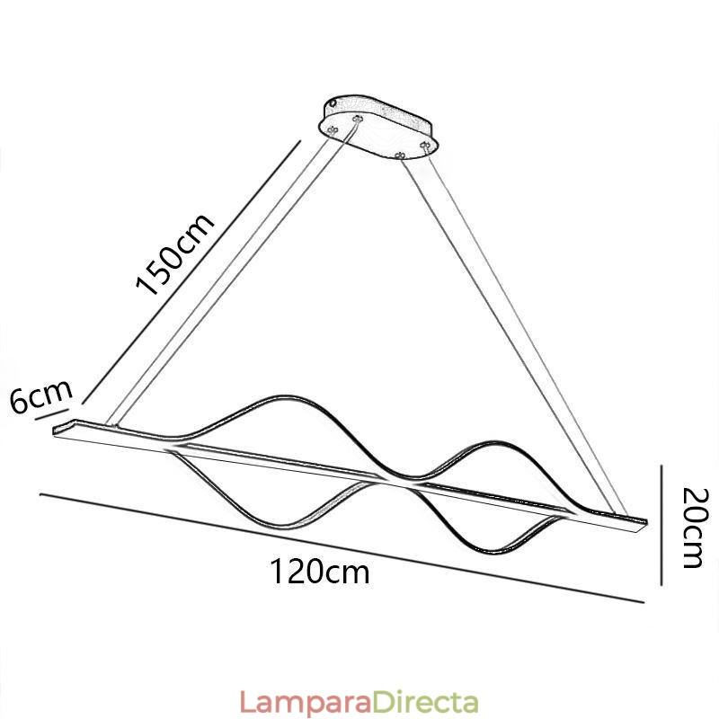 Lámpara colgante minimalista de techo con ondas