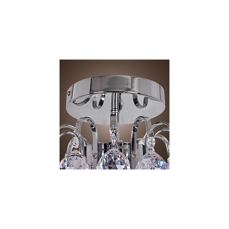 Lámpara de araña moderna contemporánea de cristal estilo mini de metal galvanizado con montaje empotrado