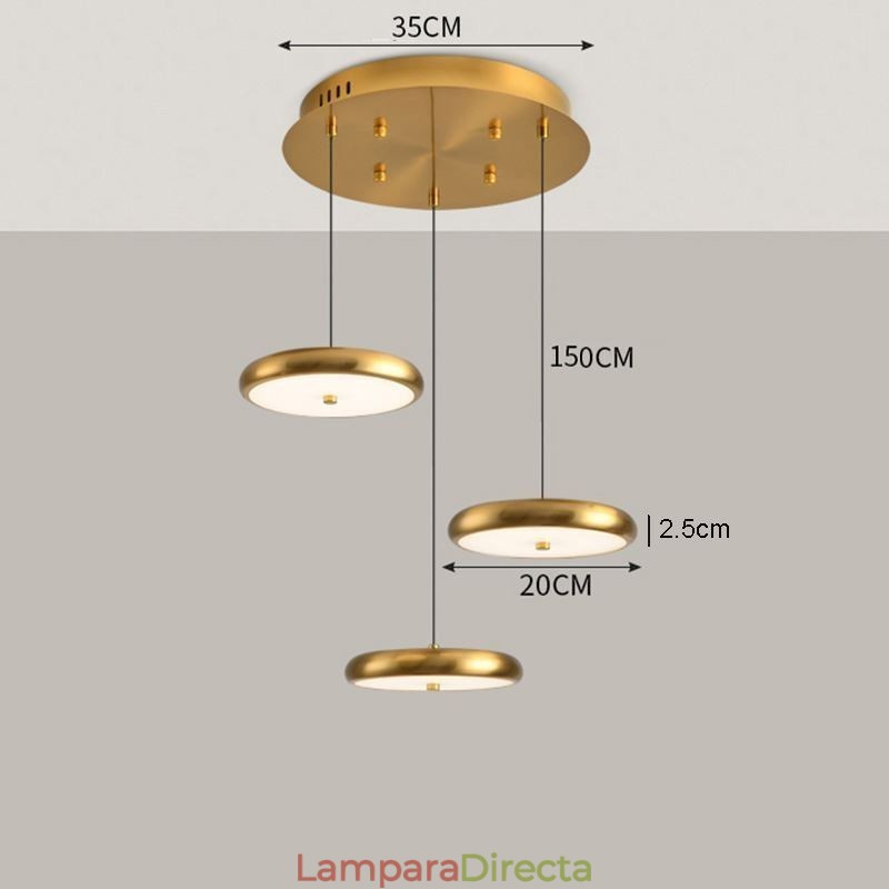 Lámpara colgante redonda de tres cabezas