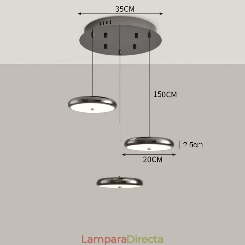 Lámpara colgante redonda de tres cabezas